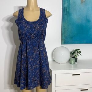 Rosebud Royal Blue Sleeveless Dot-Print Skater Dress